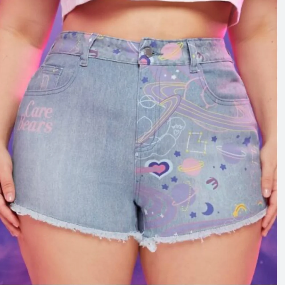 CARE BEARS Graffiti Denim Shorts